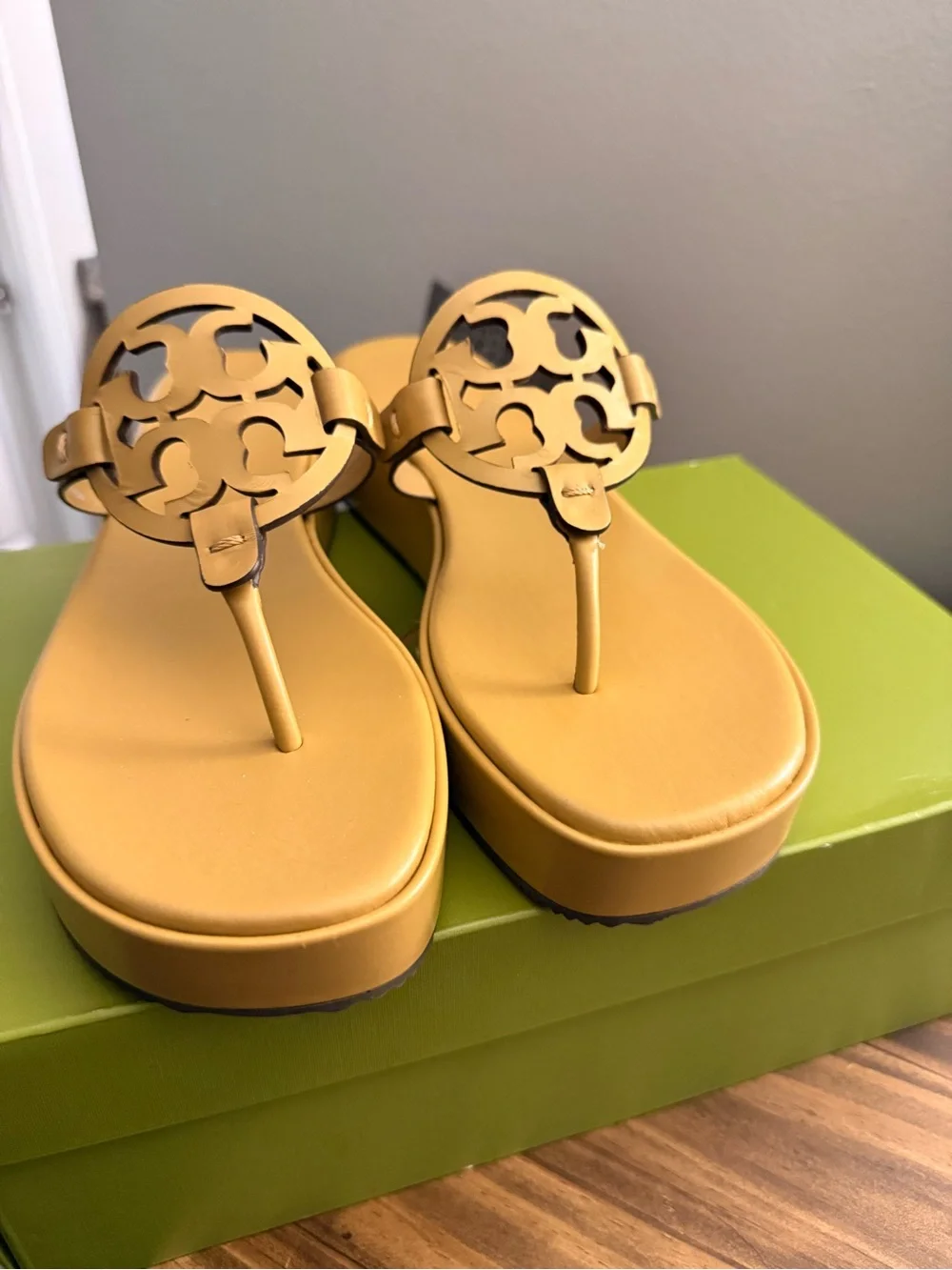 Tory Burch Ginger Shortbread Wedge Thong Sandals